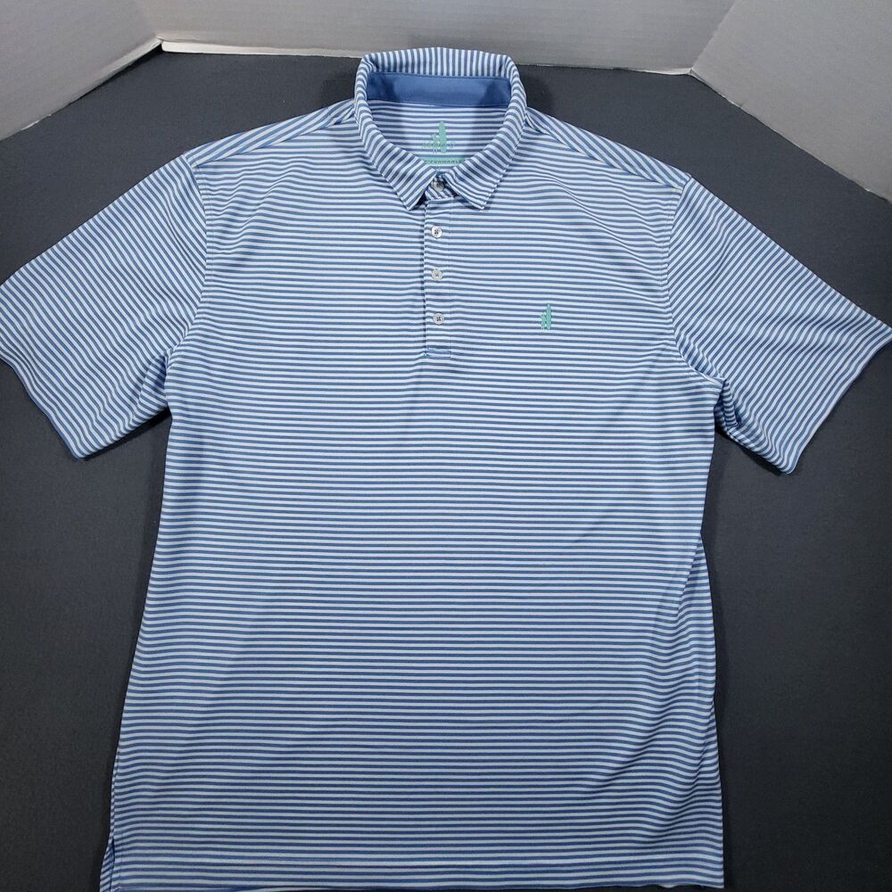johnnie-O Prep-Formance Polo Shirt Mens XL Blue White Stripe Performance Golf